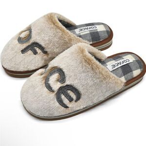 COFACE Gray Womens Memory Foam Slip on Plush Fur Slipper w/Cushion Lining 7 NWT